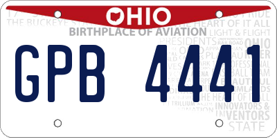 OH license plate GPB4441