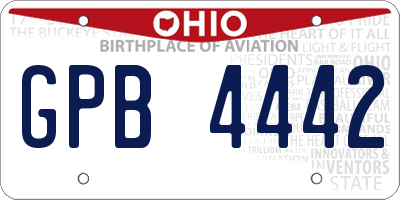 OH license plate GPB4442