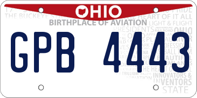 OH license plate GPB4443