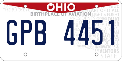 OH license plate GPB4451