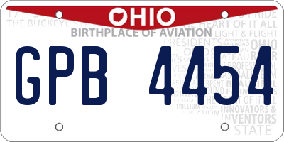 OH license plate GPB4454