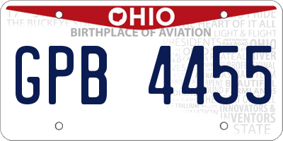 OH license plate GPB4455