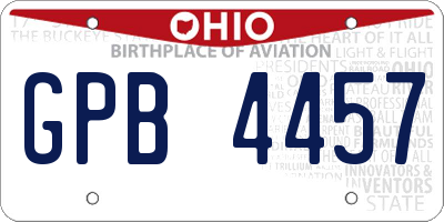 OH license plate GPB4457