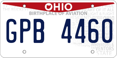 OH license plate GPB4460