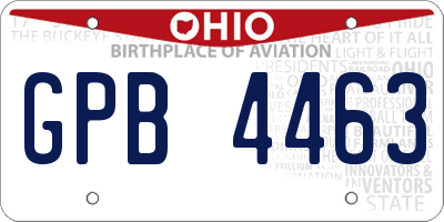 OH license plate GPB4463