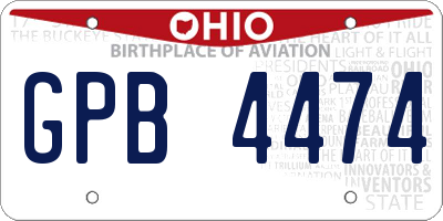 OH license plate GPB4474