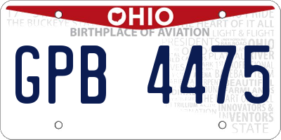 OH license plate GPB4475