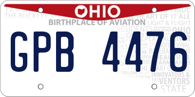 OH license plate GPB4476