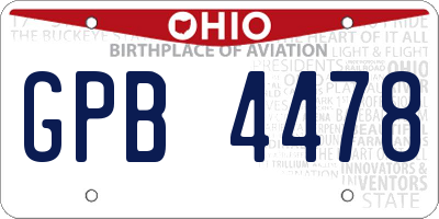 OH license plate GPB4478