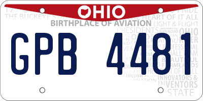 OH license plate GPB4481