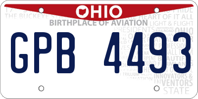 OH license plate GPB4493
