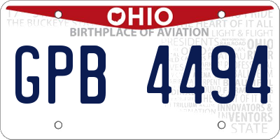 OH license plate GPB4494