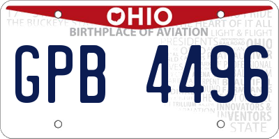 OH license plate GPB4496