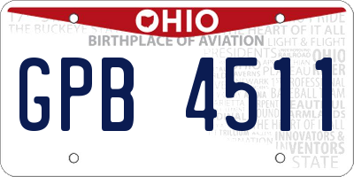 OH license plate GPB4511