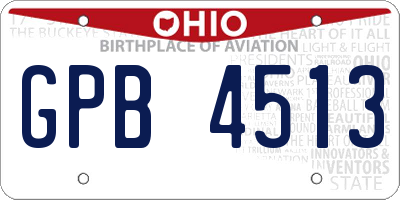 OH license plate GPB4513