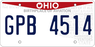 OH license plate GPB4514