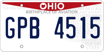 OH license plate GPB4515