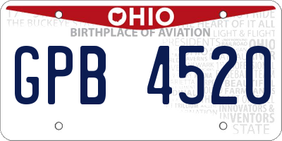 OH license plate GPB4520