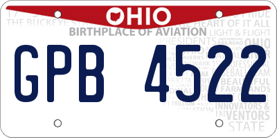 OH license plate GPB4522