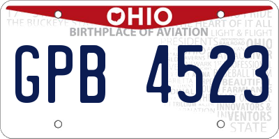 OH license plate GPB4523