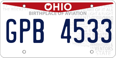 OH license plate GPB4533