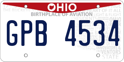 OH license plate GPB4534
