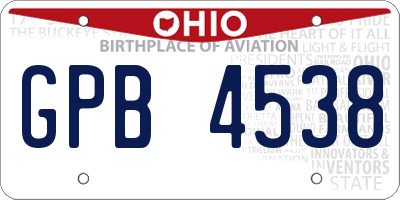 OH license plate GPB4538