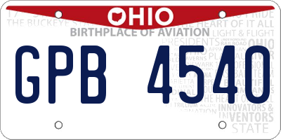 OH license plate GPB4540
