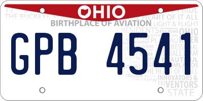 OH license plate GPB4541