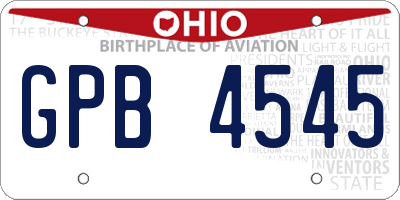 OH license plate GPB4545