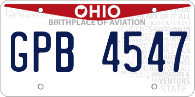 OH license plate GPB4547