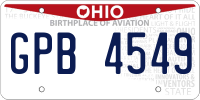 OH license plate GPB4549