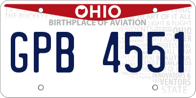 OH license plate GPB4551