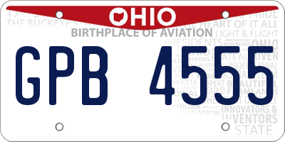 OH license plate GPB4555