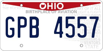 OH license plate GPB4557