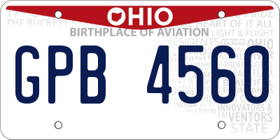 OH license plate GPB4560