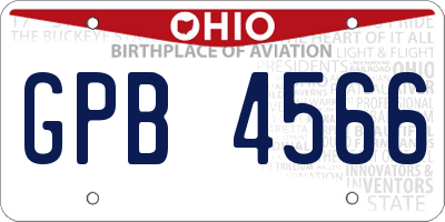 OH license plate GPB4566
