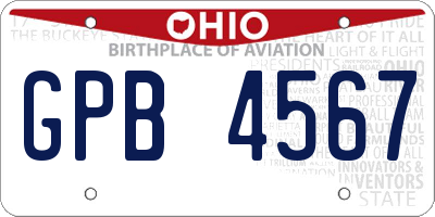 OH license plate GPB4567