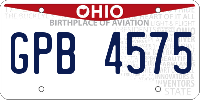 OH license plate GPB4575