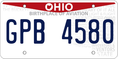 OH license plate GPB4580