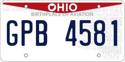 OH license plate GPB4581