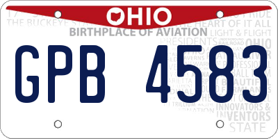 OH license plate GPB4583
