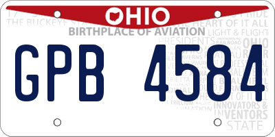 OH license plate GPB4584