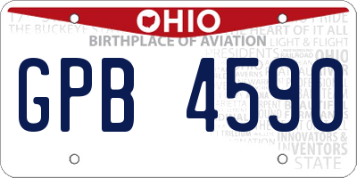 OH license plate GPB4590