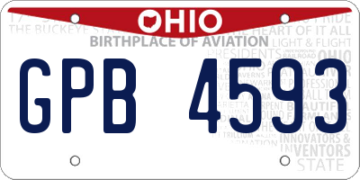 OH license plate GPB4593