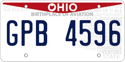 OH license plate GPB4596