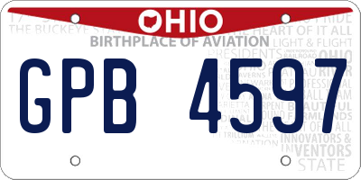 OH license plate GPB4597