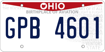 OH license plate GPB4601