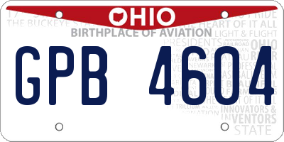 OH license plate GPB4604