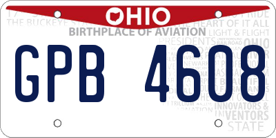 OH license plate GPB4608